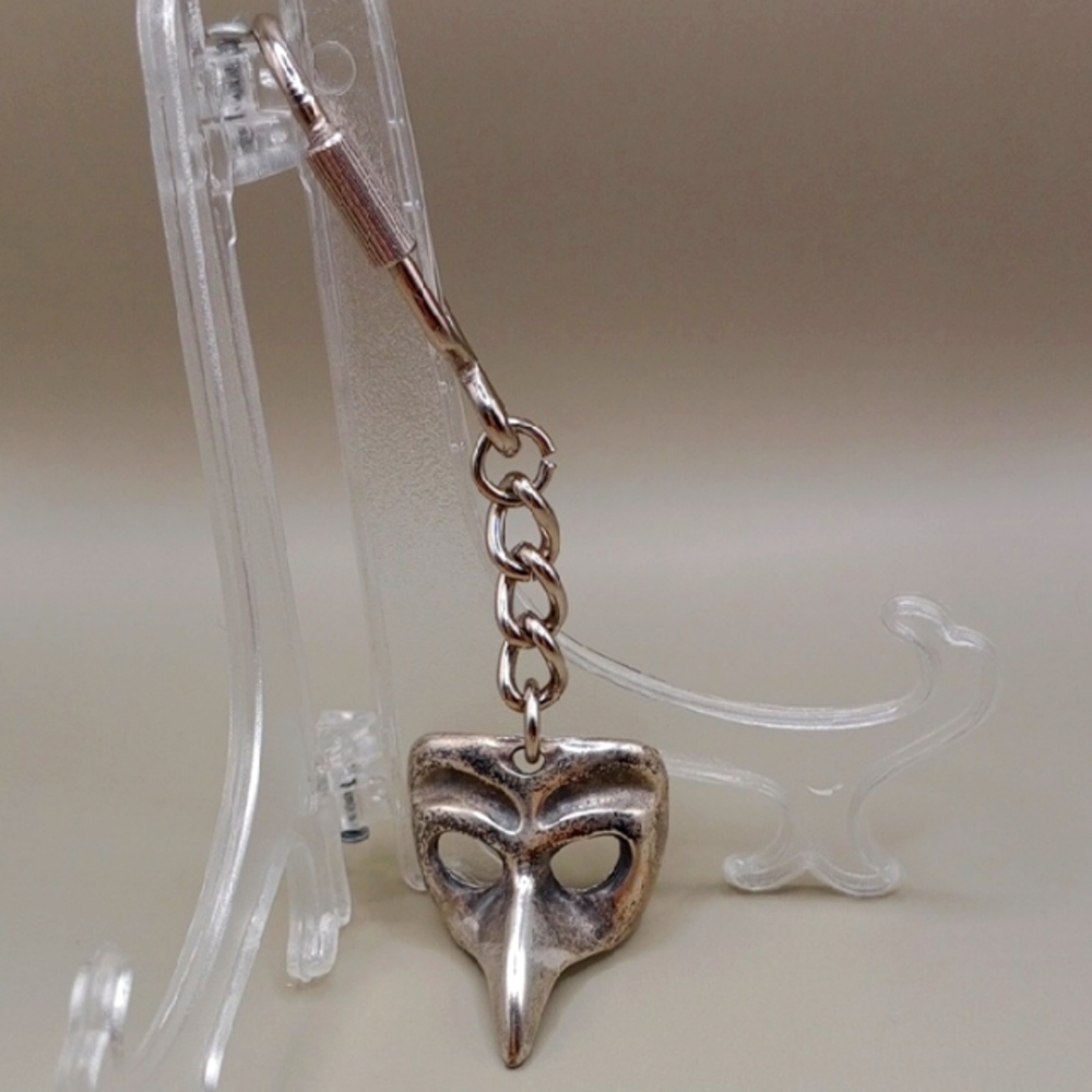 Vintage Silver Mask On Keychain